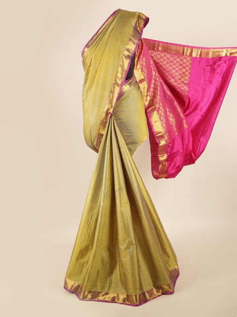 

Pothys Green & Pink Woven Design Zari Pure Silk Saree