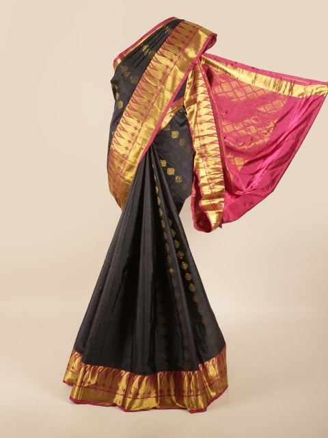 

Pothys Black & Pink Woven Design Zari Pure Silk Saree