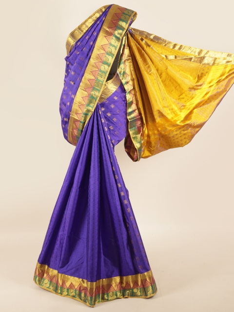 

Pothys Blue & Yellow Woven Design Zari Pure Silk Saree