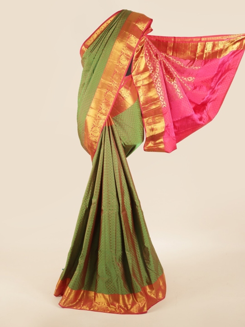 

Pothys Green & Pink Woven Design Zari Pure Silk Saree