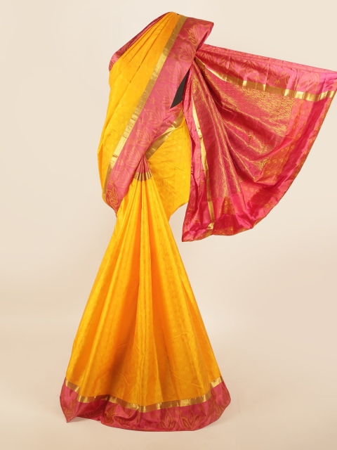 

Pothys Yellow & Pink Woven Design Zari Pure Silk Saree