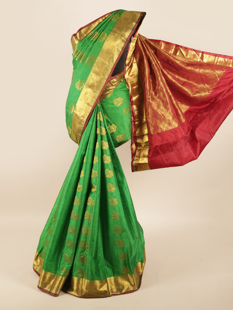 

Pothys Green & Maroon Woven Design Zari Pure Silk Saree