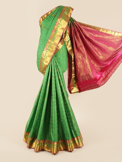 

Pothys Green & Pink Woven Design Zari Pure Silk Saree