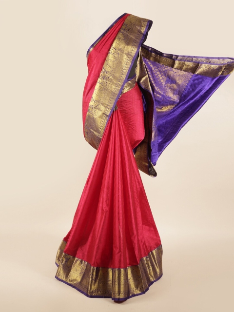 

Pothys Pink & Blue Woven Design Zari Pure Silk Saree