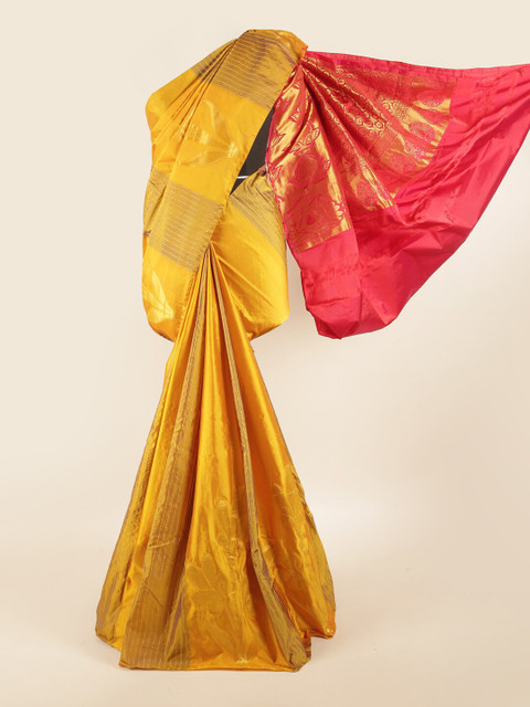 

Pothys Yellow & Red Woven Design Zari Pure Silk Saree