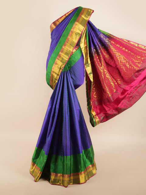 

Pothys Blue & Pink Woven Design Zari Pure Silk Saree