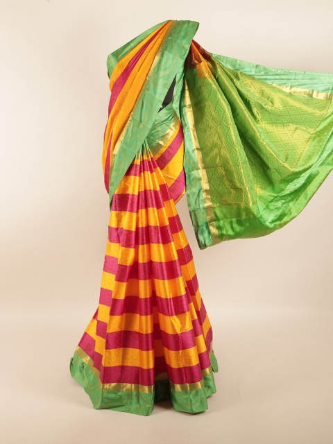 

Pothys Pink & Yellow Woven Design Zari Pure Silk Saree