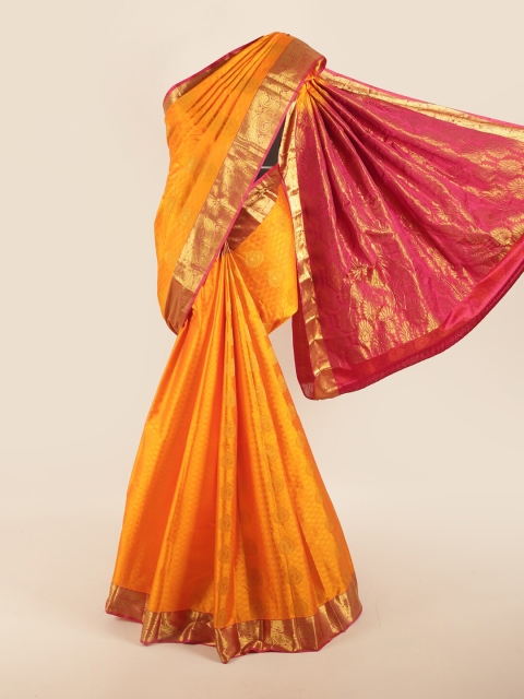 

Pothys Orange & Pink Woven Design Zari Pure Silk Saree