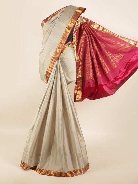 

Pothys Grey & Pink Woven Design Zari Pure Silk Saree