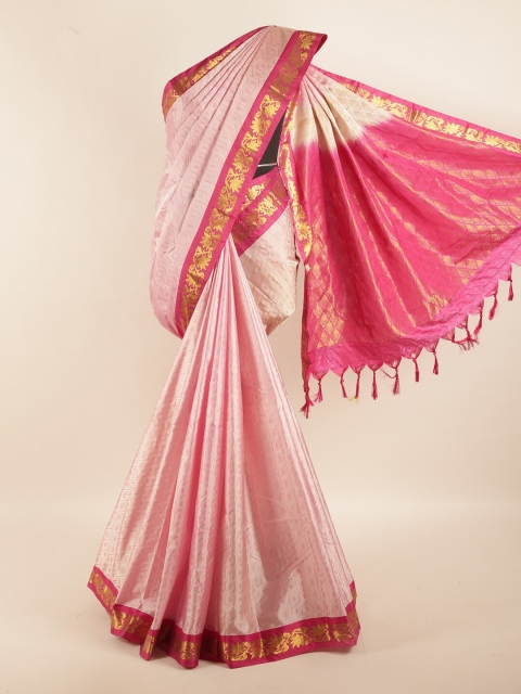 

Pothys Pink & Gold-Toned Woven Design Zari Pure Silk Saree