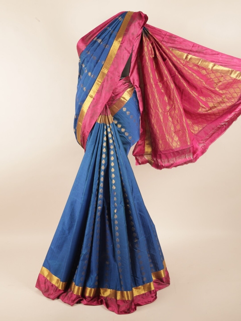 

Pothys Blue & Pink Woven Design Zari Pure Silk Saree