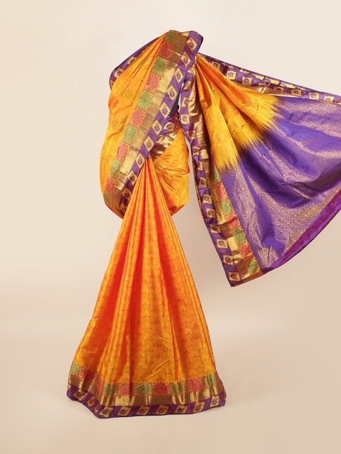 

Pothys Orange & Purple Woven Design Zari Pure Silk Saree