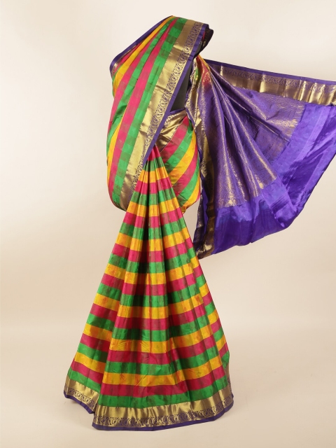 

Pothys Pink & Green Woven Design Zari Pure Silk Saree