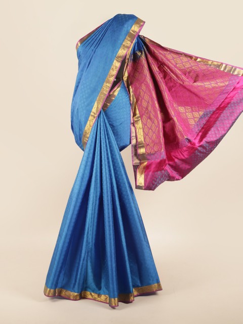 

Pothys Blue & Pink Woven Design Zari Pure Silk Saree