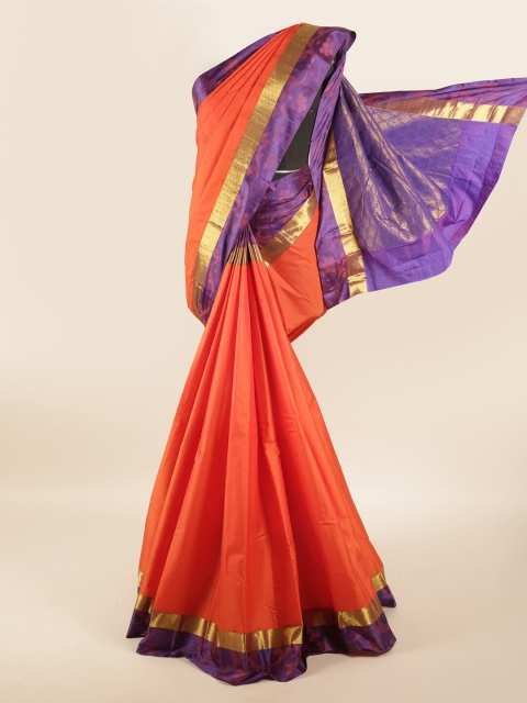 

Pothys Orange & Purple Woven Design Zari Pure Silk Saree