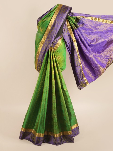 

Pothys Green & Purple Woven Design Zari Pure Silk Saree