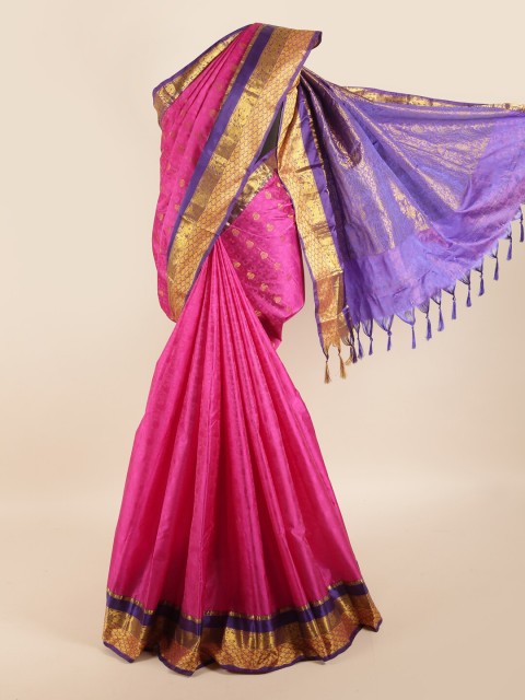 

Pothys Pink & Gold-Toned Woven Design Zari Pure Silk Saree