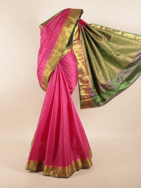 

Pothys Pink & Gold-Toned Woven Design Zari Pure Silk Saree