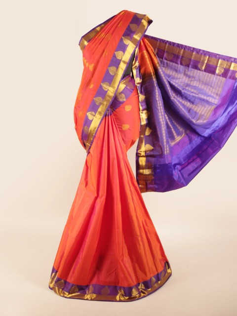 

Pothys Orange & Blue Woven Design Zari Pure Silk Saree