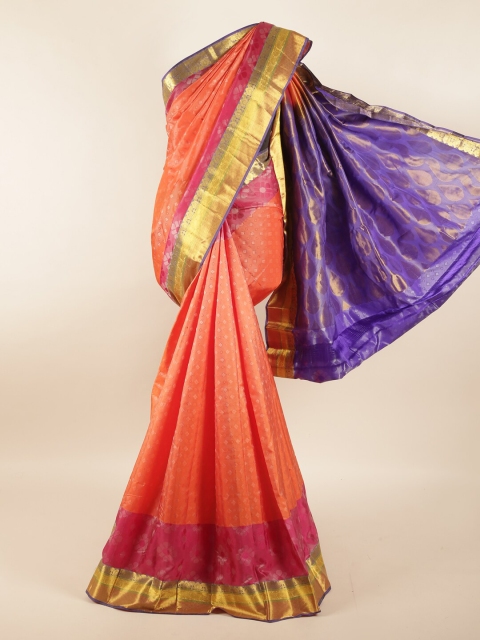 

Pothys Peach-Coloured & Pink Woven Design Zari Pure Silk Saree