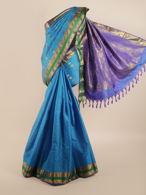 

Pothys Blue & Green Woven Design Zari Pure Silk Saree