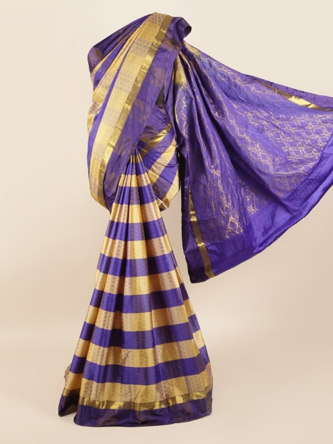 

Pothys Blue & Cream-Coloured Woven Design Zari Pure Silk Saree
