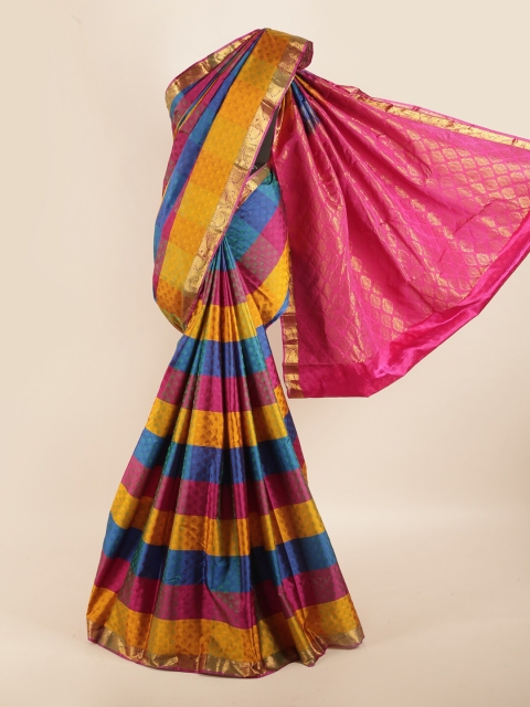 

Pothys Mustard & Blue Woven Design Zari Pure Silk Saree