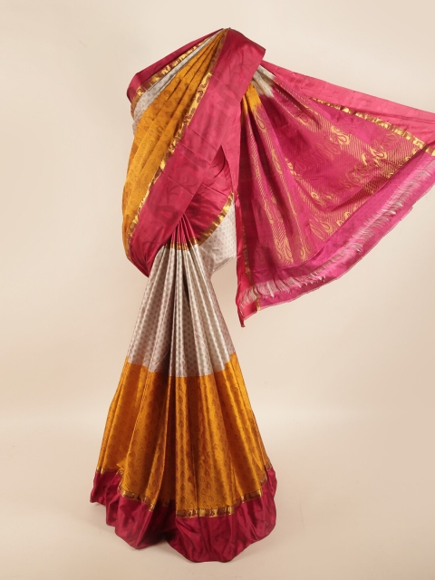 

Pothys Grey & Mustard Woven Design Zari Pure Silk Saree
