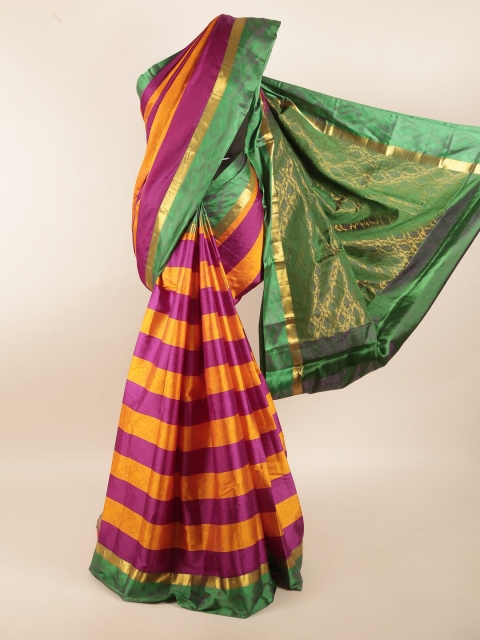 

Pothys Mustard & Purple Woven Design Zari Pure Silk Saree