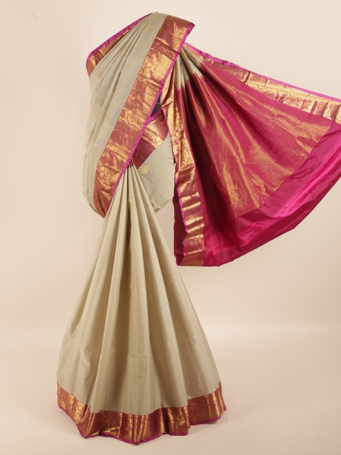 

Pothys Grey & Pink Woven Design Zari Pure Silk Saree