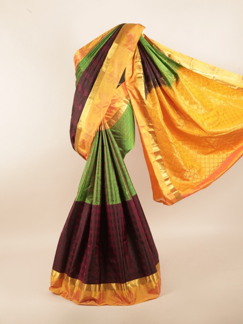 

Pothys Brown & Green Woven Design Zari Pure Silk Saree