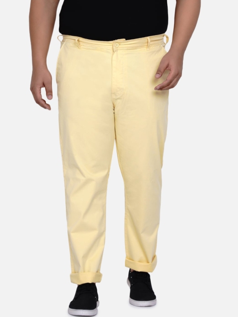 

John Pride Men Yellow Plus Size Chinos Trousers
