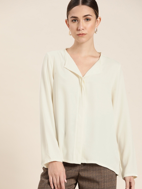 

her by invictus Off White Solid Shirt Style Top