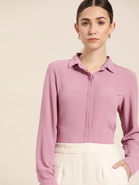 

her by invictus Women Mauve Solid Casual Shirt
