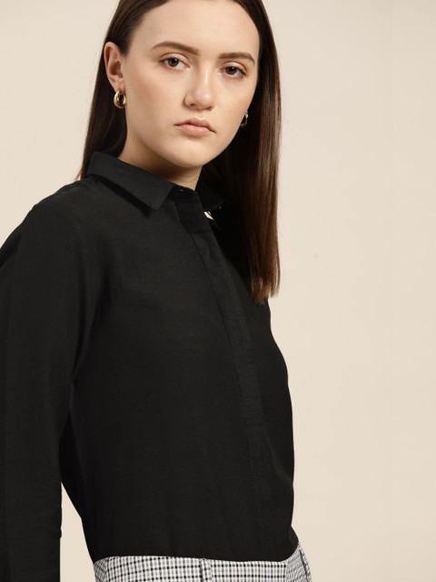 

her by invictus Women Black Solid Formal Shirt