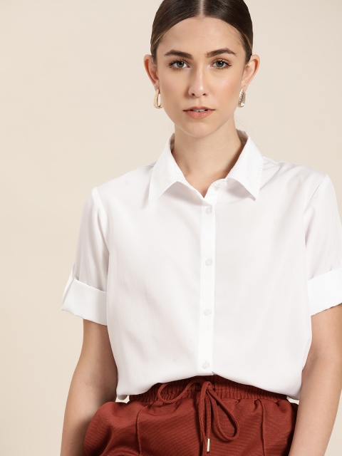 

her by invictus Women White Solid Casual Shirt