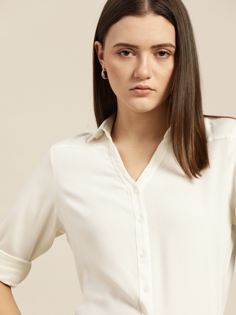 

her by invictus Women Off White Solid Formal Shirt