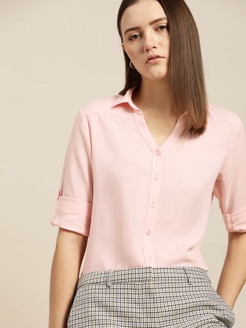 

her by invictus Women Pink Solid Formal Shirt