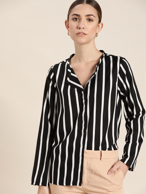 

her by invictus Black & White Striped Shirt Style Top