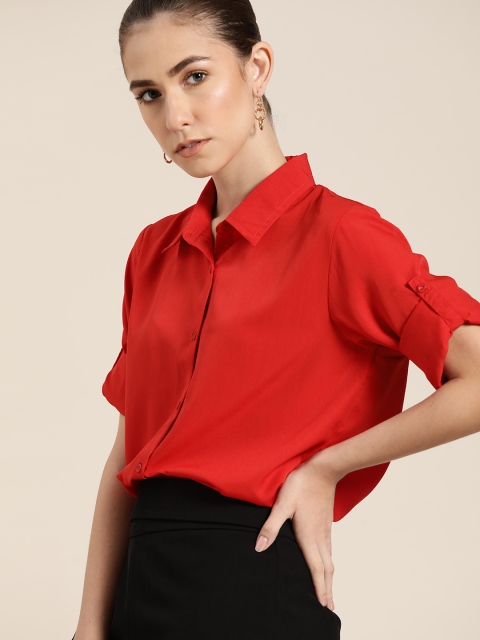 

her by invictus Women Red Solid Casual Shirt
