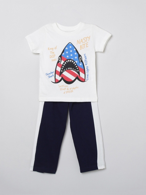 

max Boys Multicoloured & Navy Blue Printed Night suit, Multi