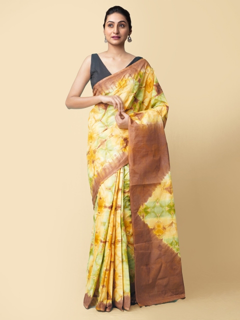 

Unnati Silks Women Green & Yellow Pure Shibori Cotton Sustainable Saree