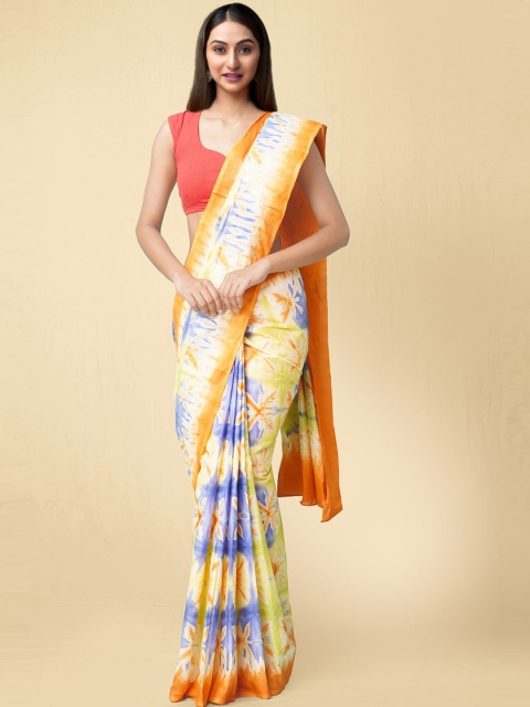 

Unnati Silks Women Yellow & Orange Pure Shibori Cotton Saree