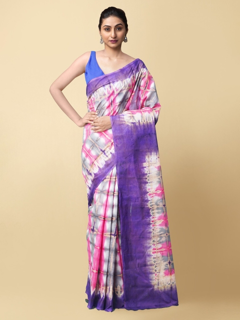 

Unnati Silks Women Multicolour Pure Shibori Cotton Sustainable Saree, Purple