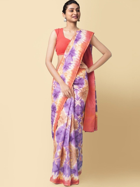 

Unnati Silks Purple & Red Pure Cotton Leheriya Saree