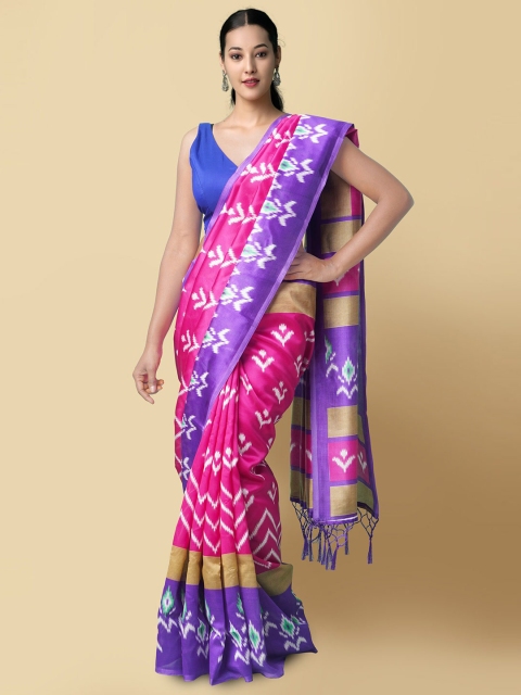 

Unnati Silks Pink & Purple Printed Art Silk Patola Saree