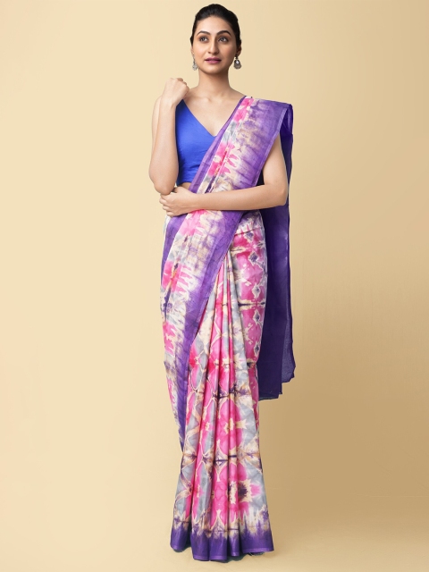 

Unnati Silks Women Purple & Pink Pure Shibori Cotton Sustainable Saree