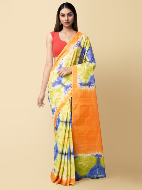 

Unnati Silks Green & Blue Leheriya Pure Cotton Leheriya Saree