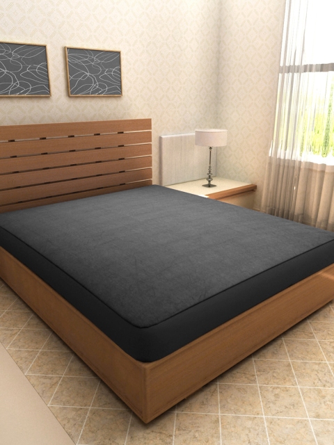 

ROMEE Grey Solid Cotton King Size Bed Mattress Protector