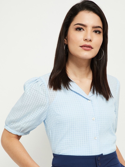 

max Women Blue Opaque Striped Casual Shirt